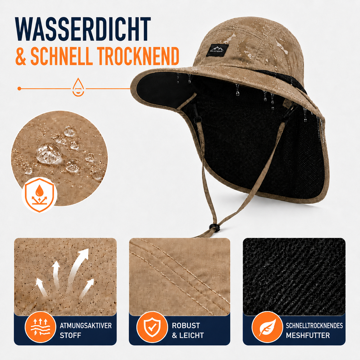 Nordspur | Brimveil Sonnenhut mit breiter Krempe und Nackenschutz