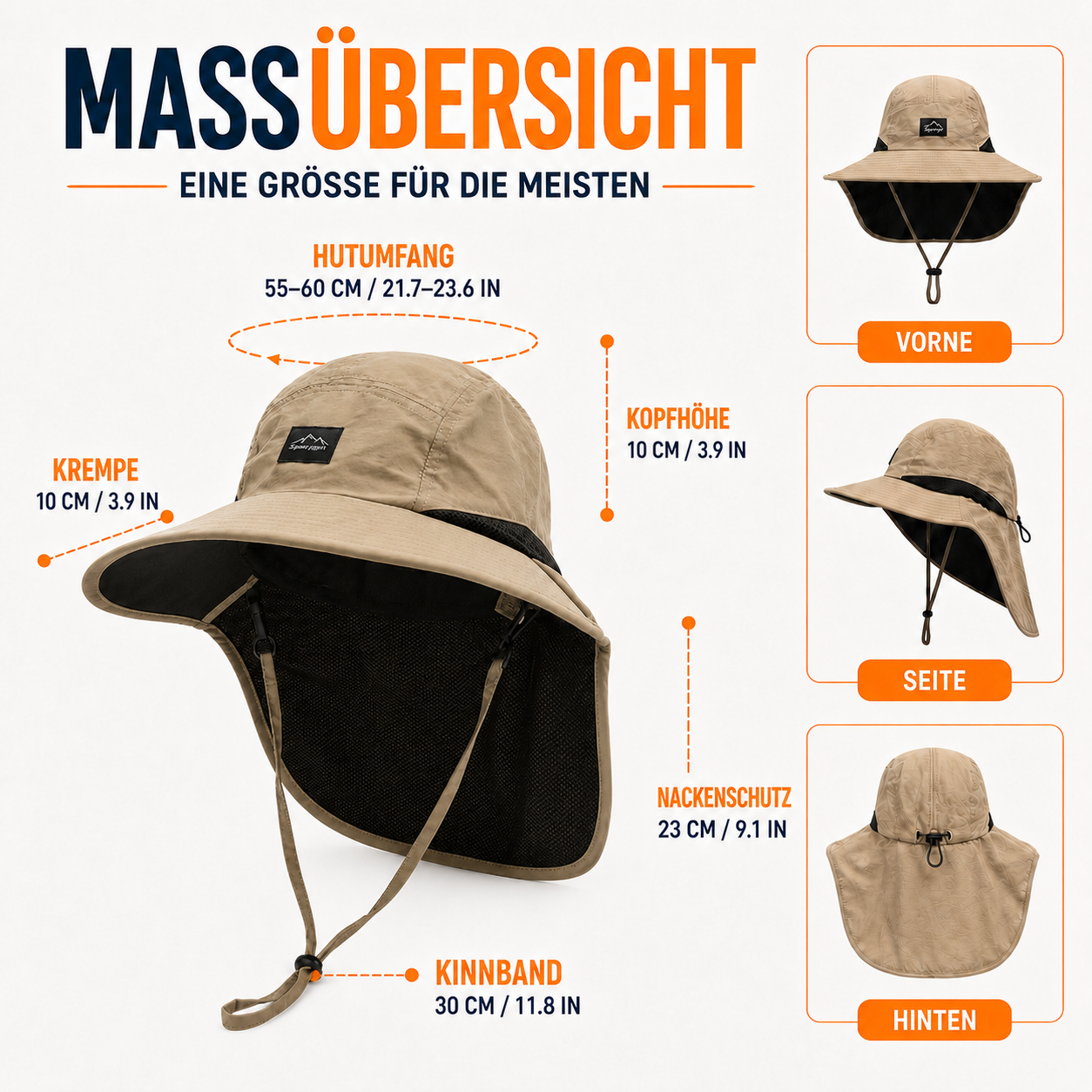 Nordspur | Brimveil Sonnenhut mit breiter Krempe und Nackenschutz