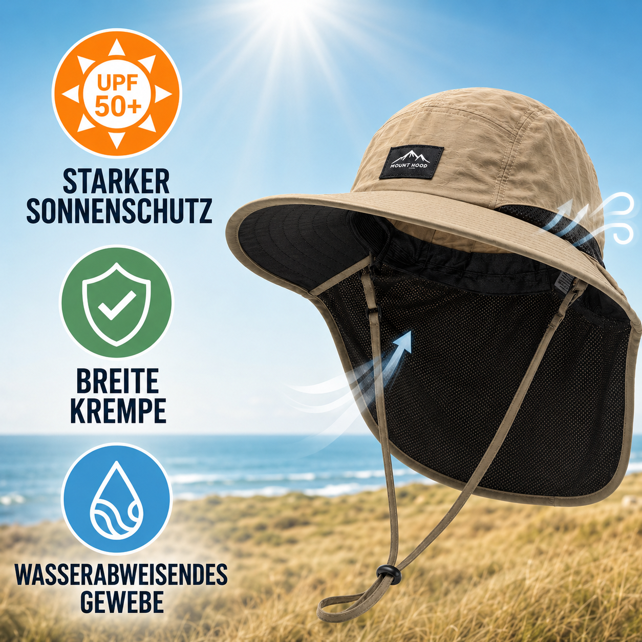 Nordspur | Brimveil Sonnenhut mit breiter Krempe und Nackenschutz