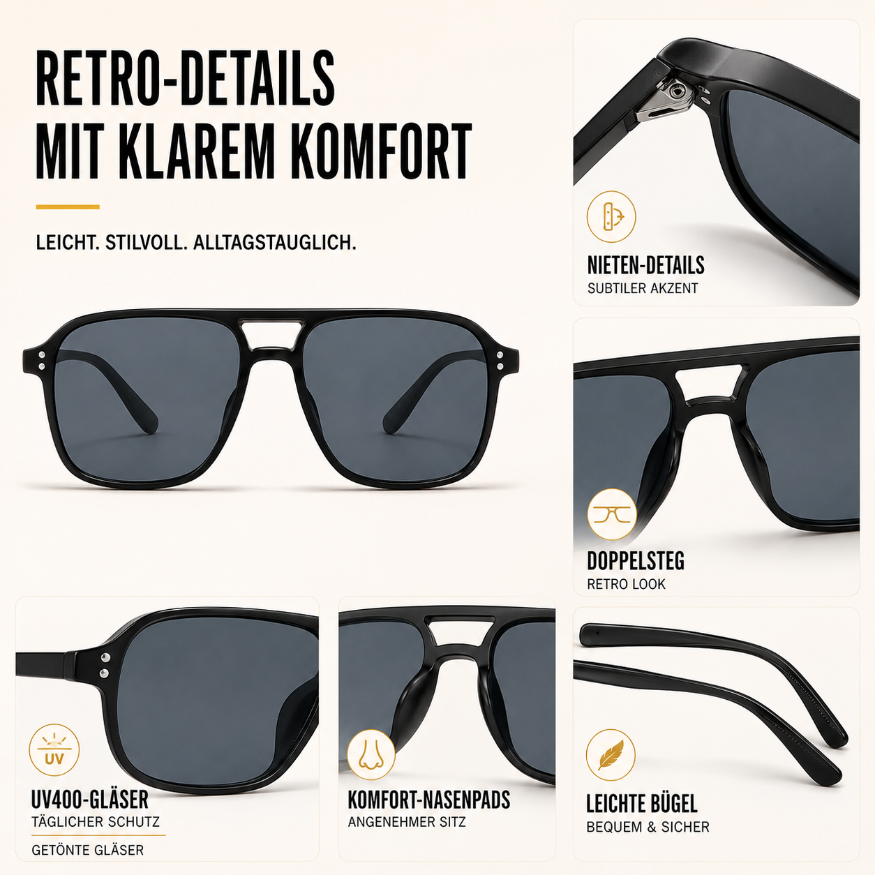 Nordspur | Brixton Doppelsteg-Sonnenbrille Quadratisch
