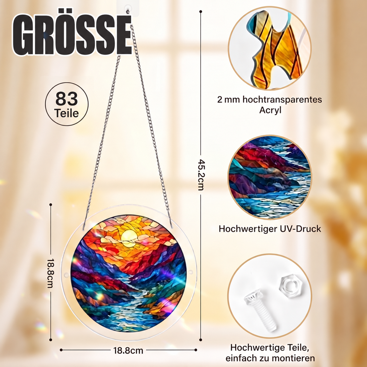 Nordspur | Buntglas-Fensterbild-Puzzle für Fenster