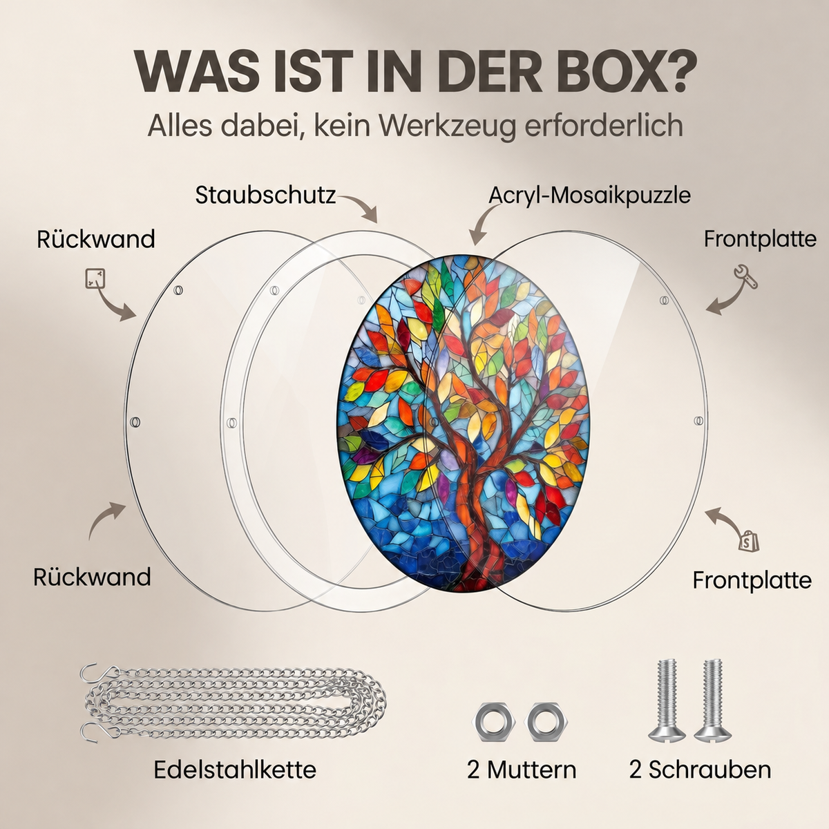 Nordspur | Buntglas-Fensterbild-Puzzle für Fenster