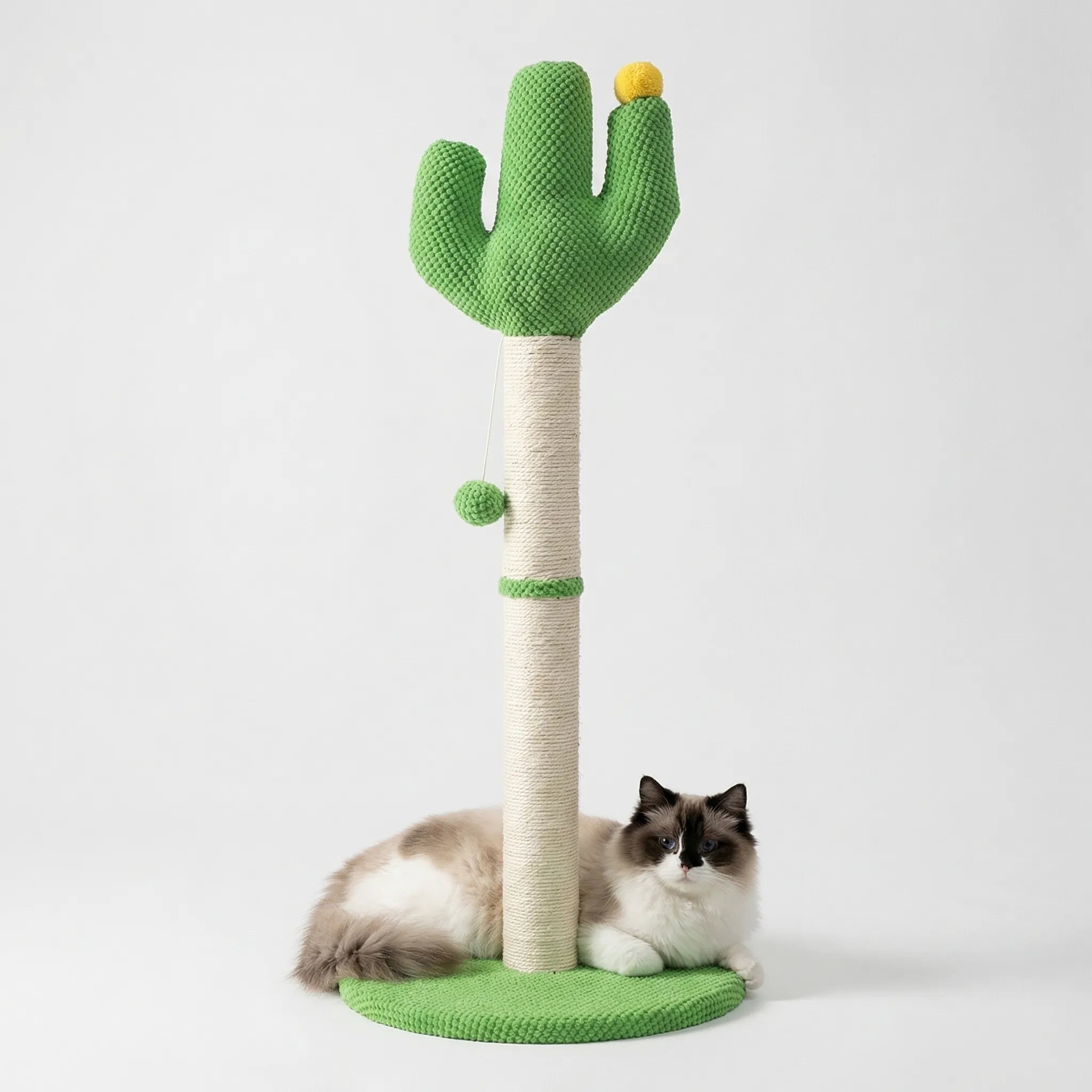 Kaktus Kratzbaum für Katzen mit Seilstamm und Spielbällen
