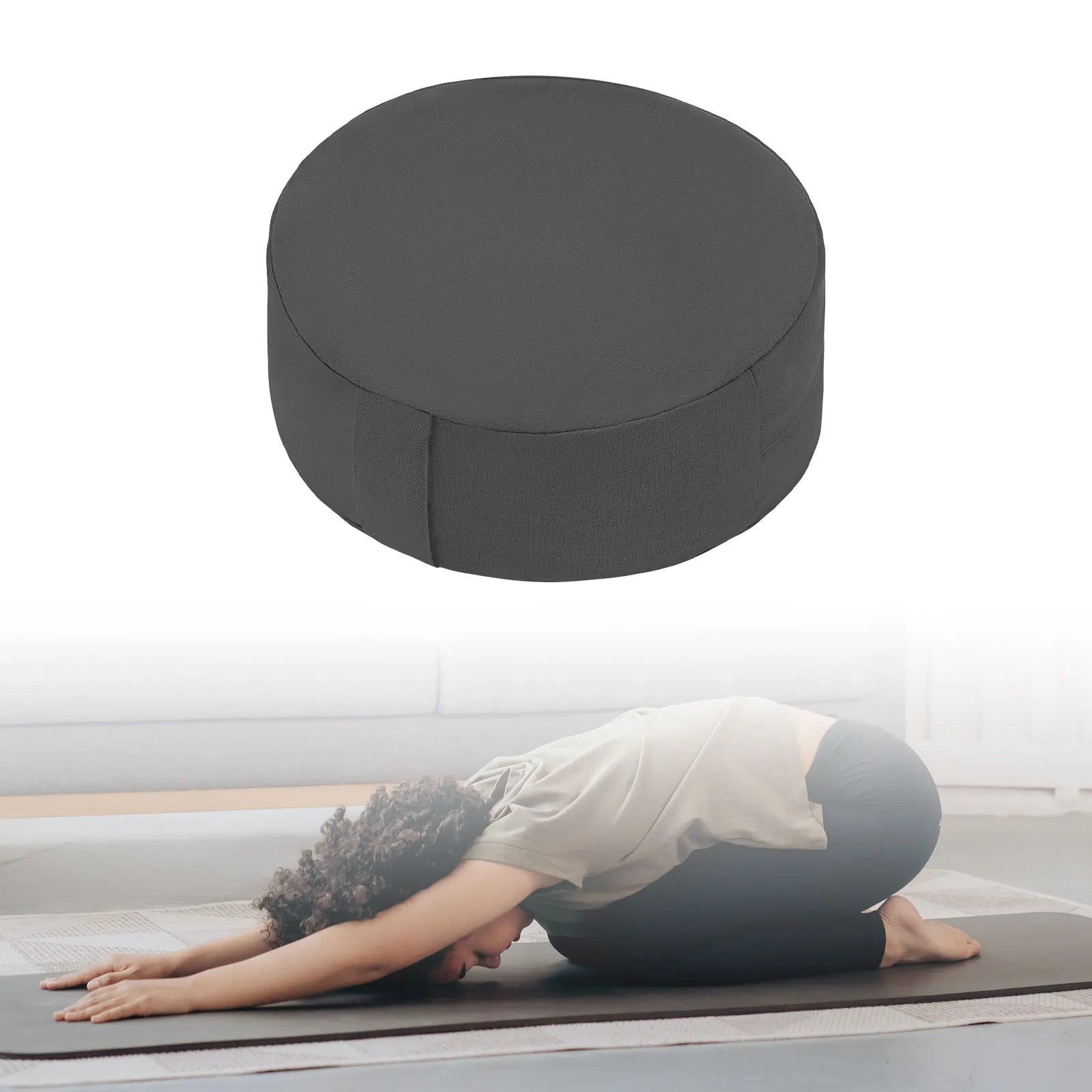 Rundes Meditations-Sitzkissen mit Tragegriff für Yoga und Bodenübungen