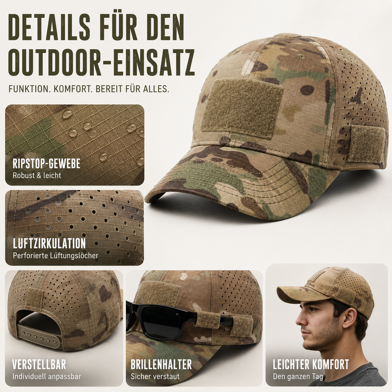 Nordspur | Camoflekt Verstellbare Baseballkappe mit Camouflage-Muster