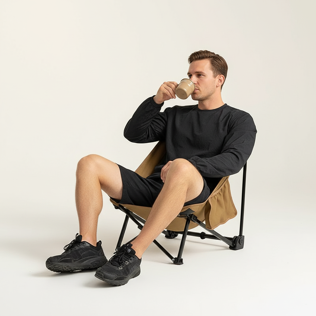 Kompakter Campingstuhl niedrig klappbar ergonomisch stabil