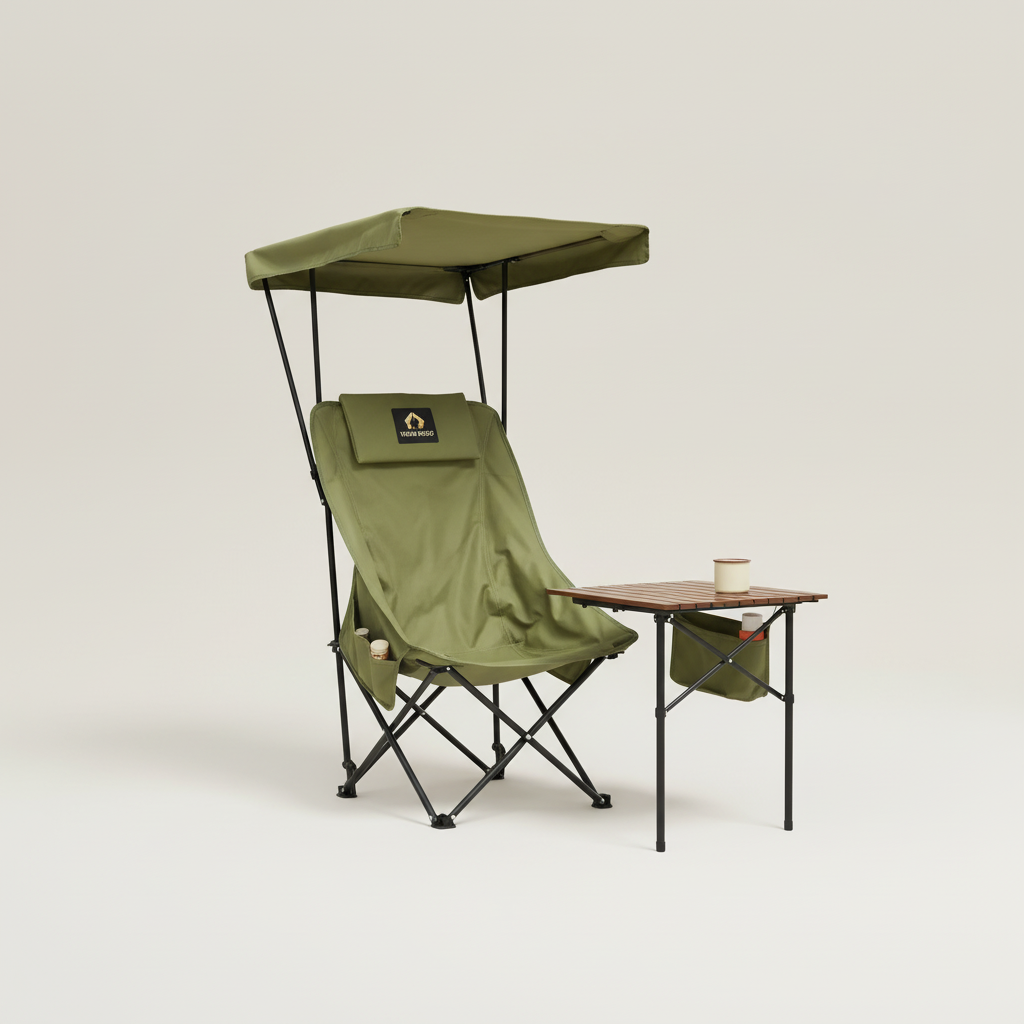 Übergroßer Klappsessel mit verstellbarem Sonnendach für Camping