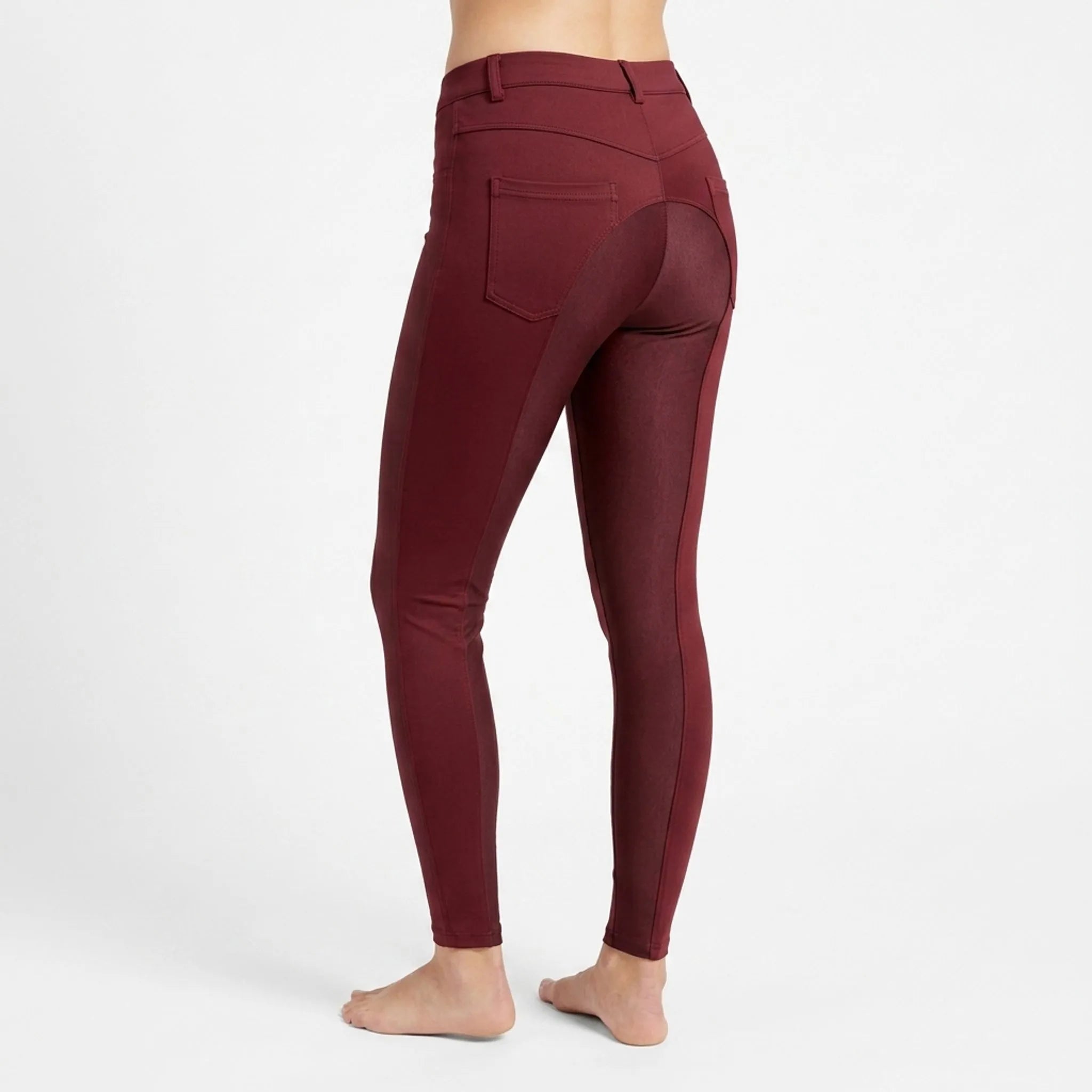 Reithose Damen schmaler Schnitt Hochbund Grip-Panel Kontrastdetail