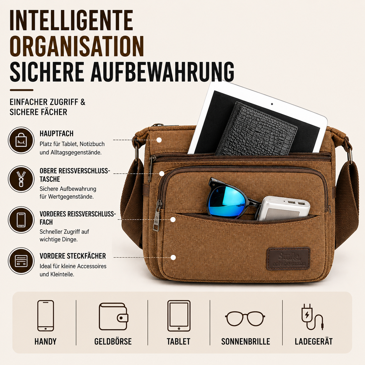 Nordspur | Canvas Crossbody Messenger Tasche