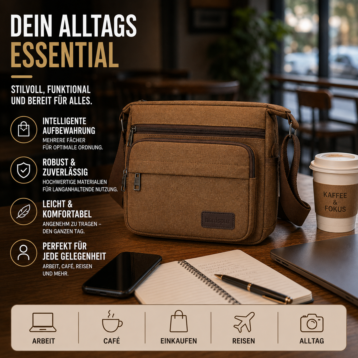 Nordspur | Canvas Crossbody Messenger Tasche