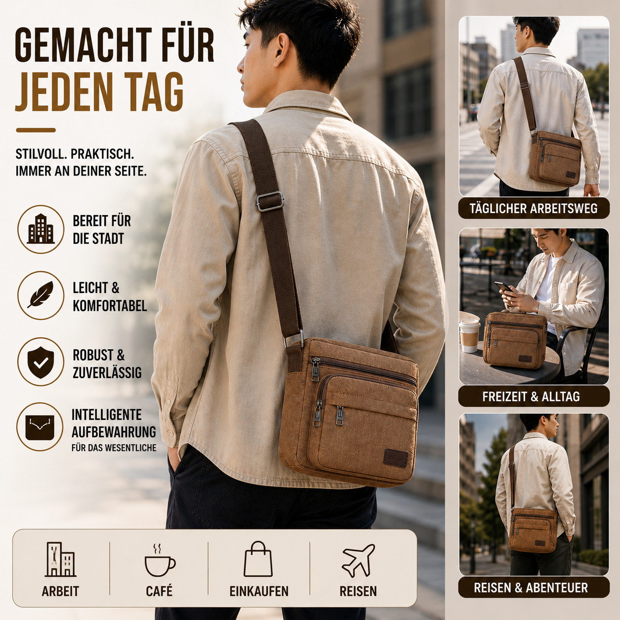 Nordspur | Canvas Crossbody Messenger Tasche