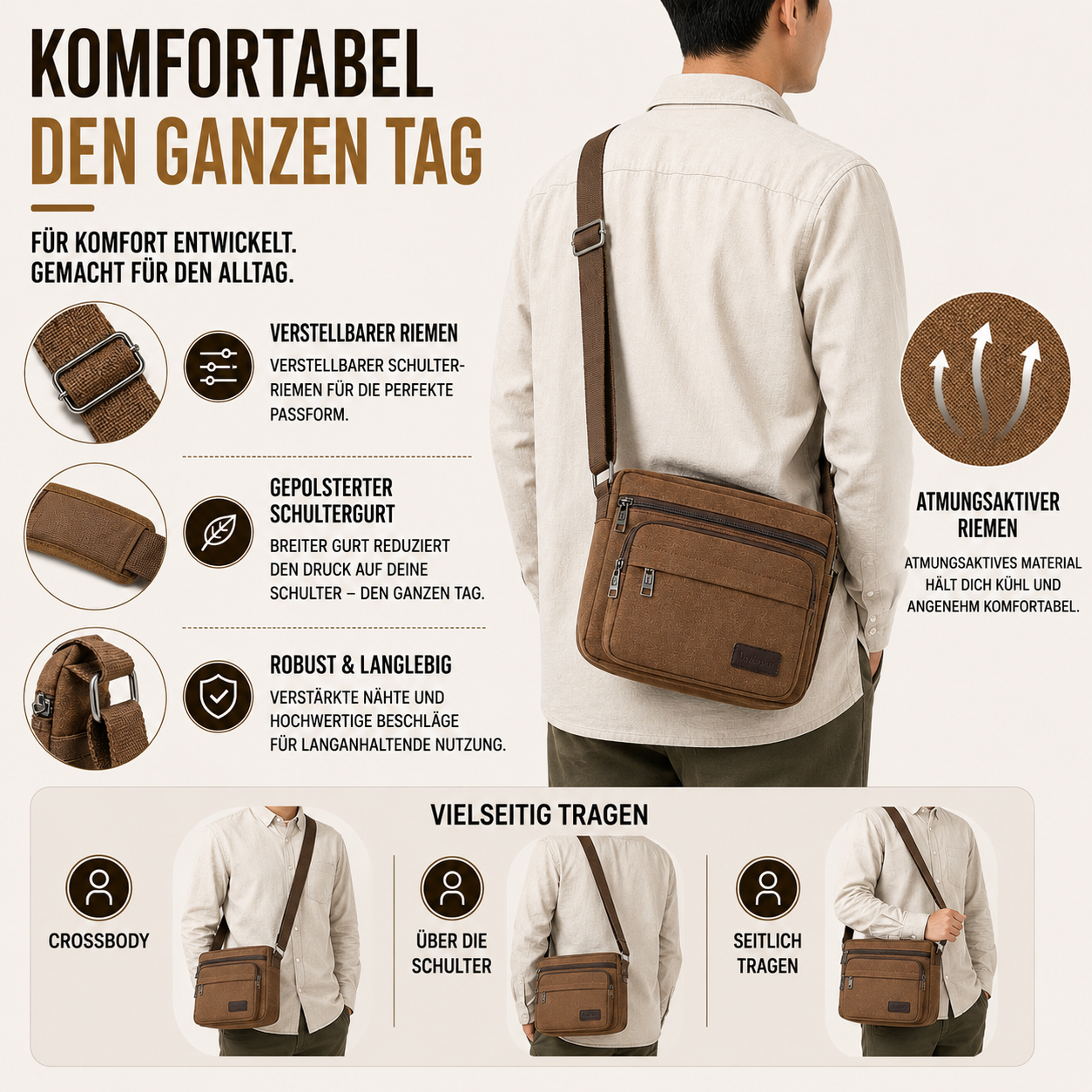 Nordspur | Canvas Crossbody Messenger Tasche