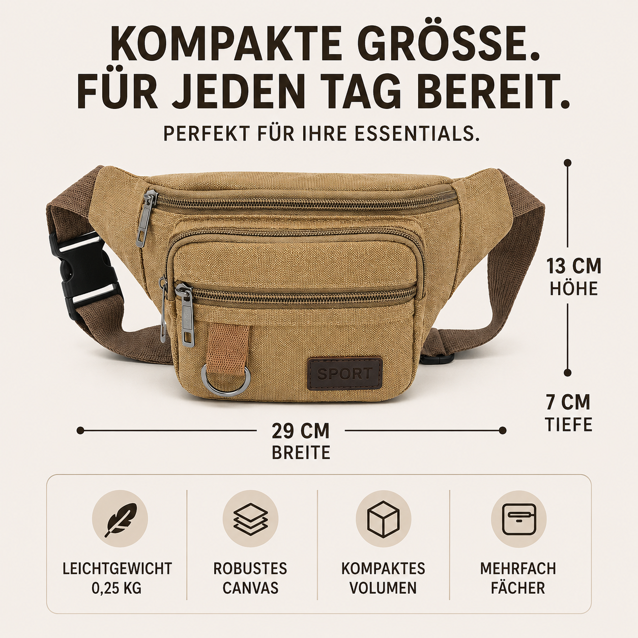 Nordspur | Canvasoro Dicke Canvas-Gürteltasche