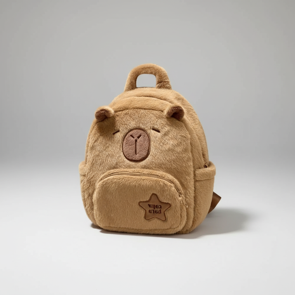 Capybara Plüsch-Rucksack Kunstfell Damen kompakt