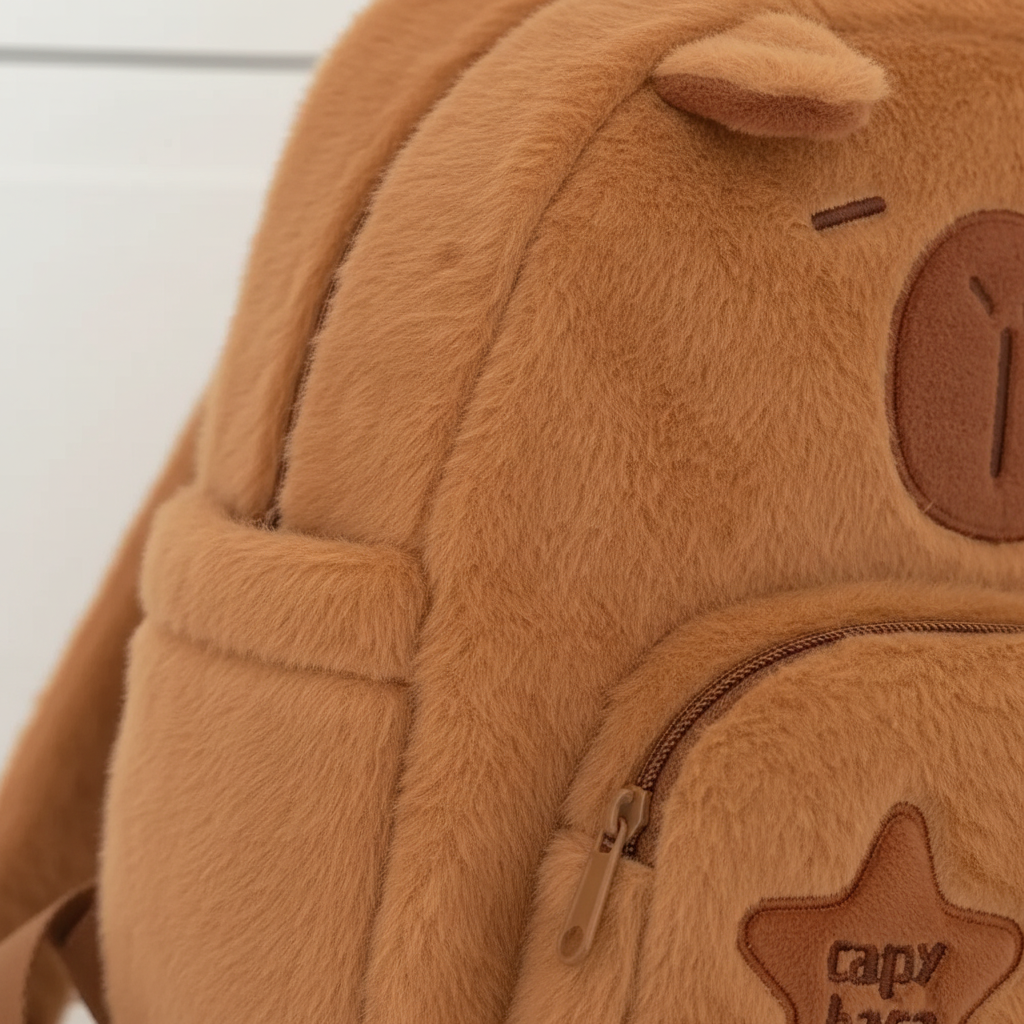 Capybara Plüsch-Rucksack Kunstfell Damen kompakt