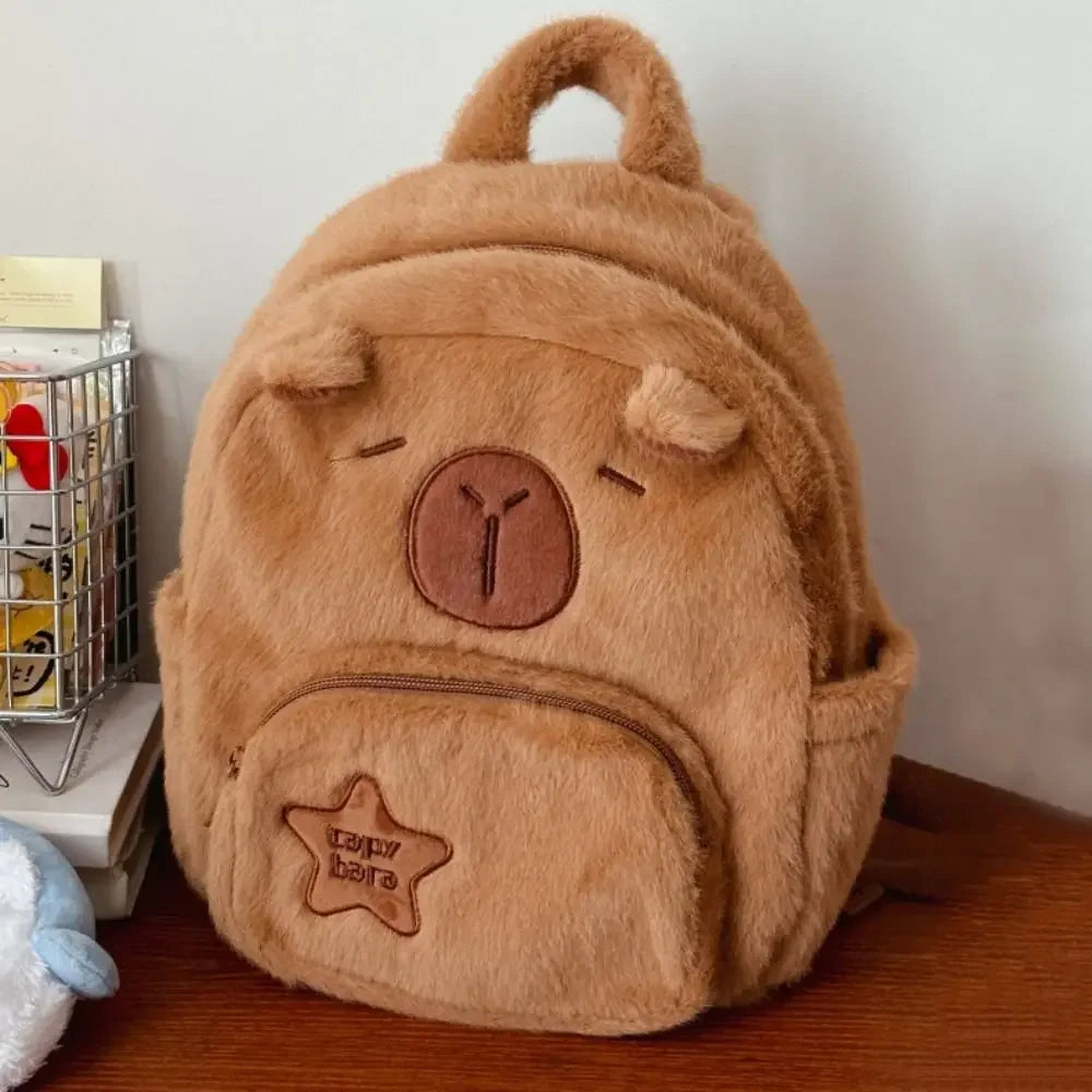 Capybara Plüsch-Rucksack Kunstfell Damen kompakt