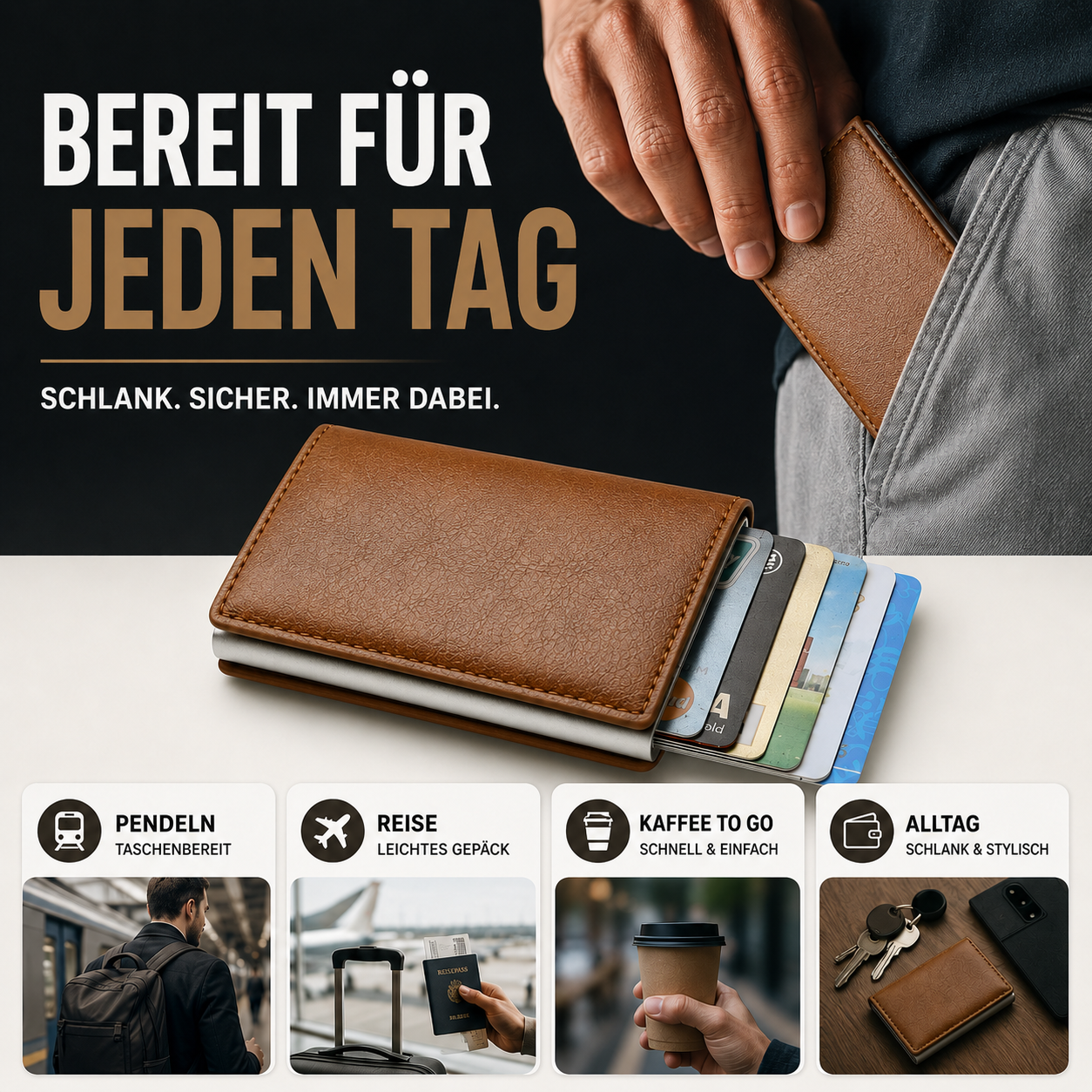 Nordspur | CardLuxe Minimalistischer Kartenhalter-Geldbörse