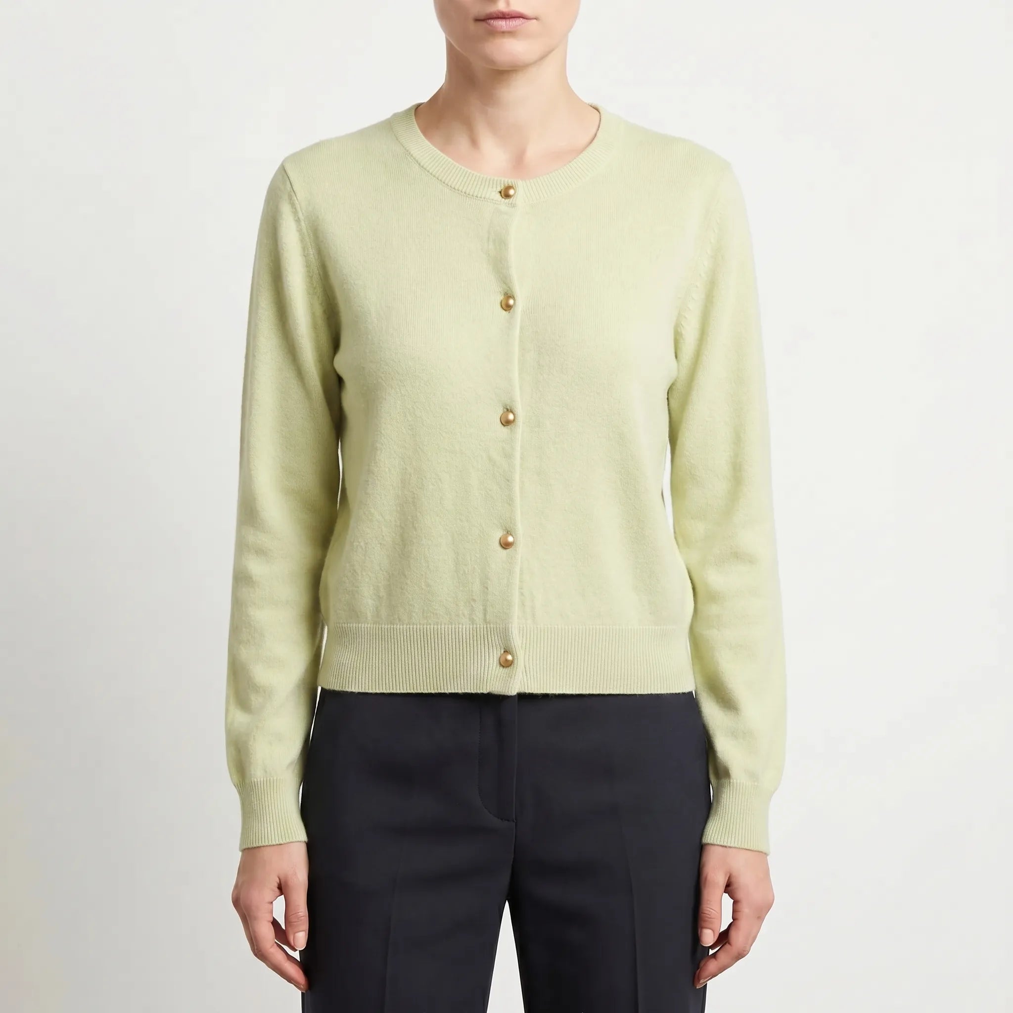 Damen-Strickjacke Feinstrick Rundhals lange Ärmel Knöpfe Übergangswetter