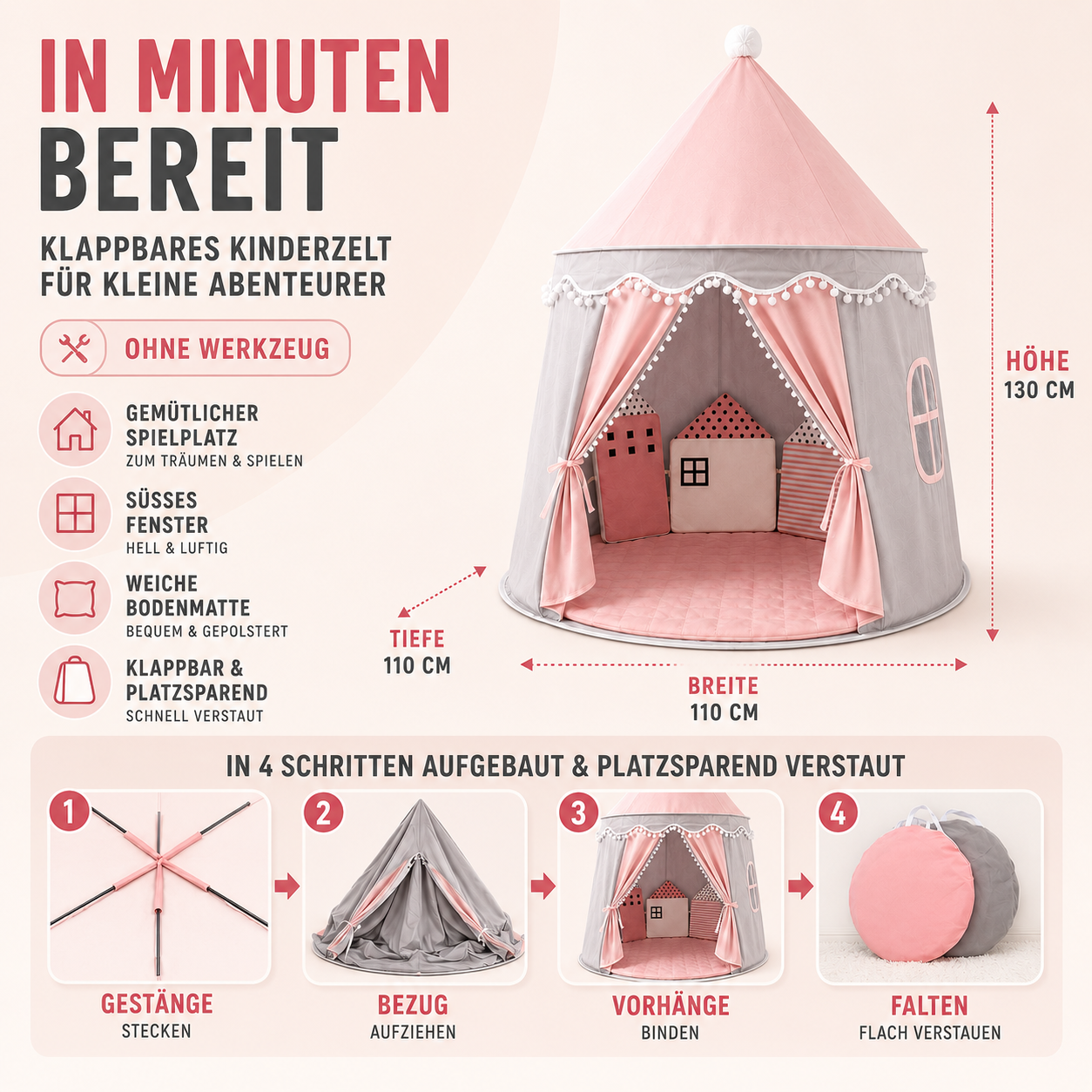 Nordspur | CastleNook Faltbares Kinder-Spielzelt