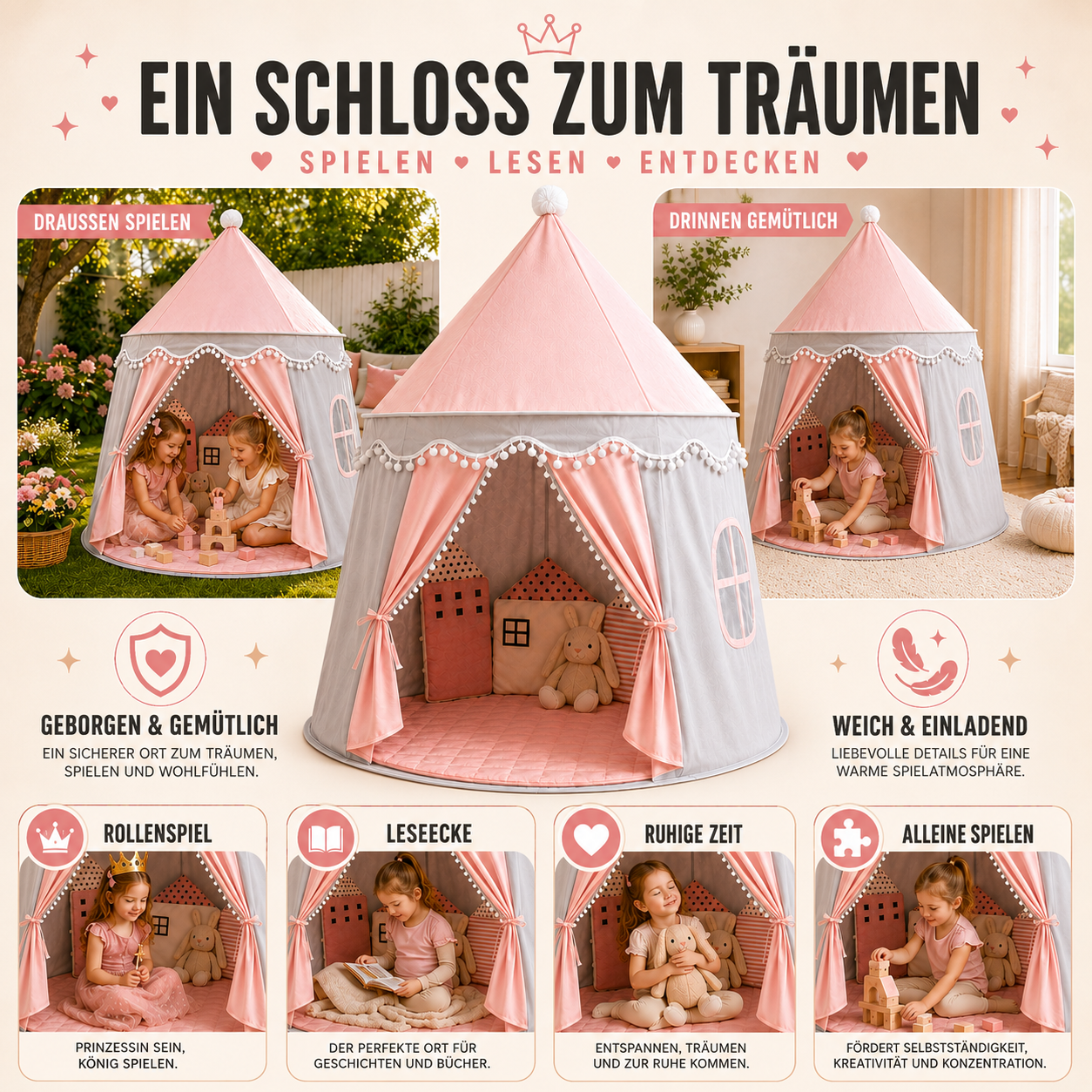 Nordspur | CastleNook Faltbares Kinder-Spielzelt