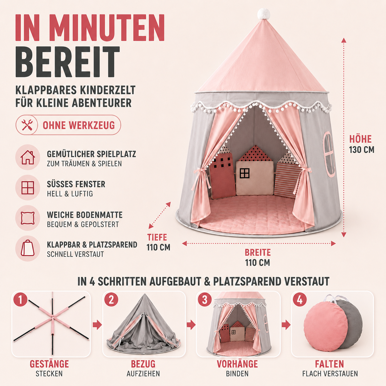 Nordspur | CastleNook Faltbares Kinder-Spielzelt