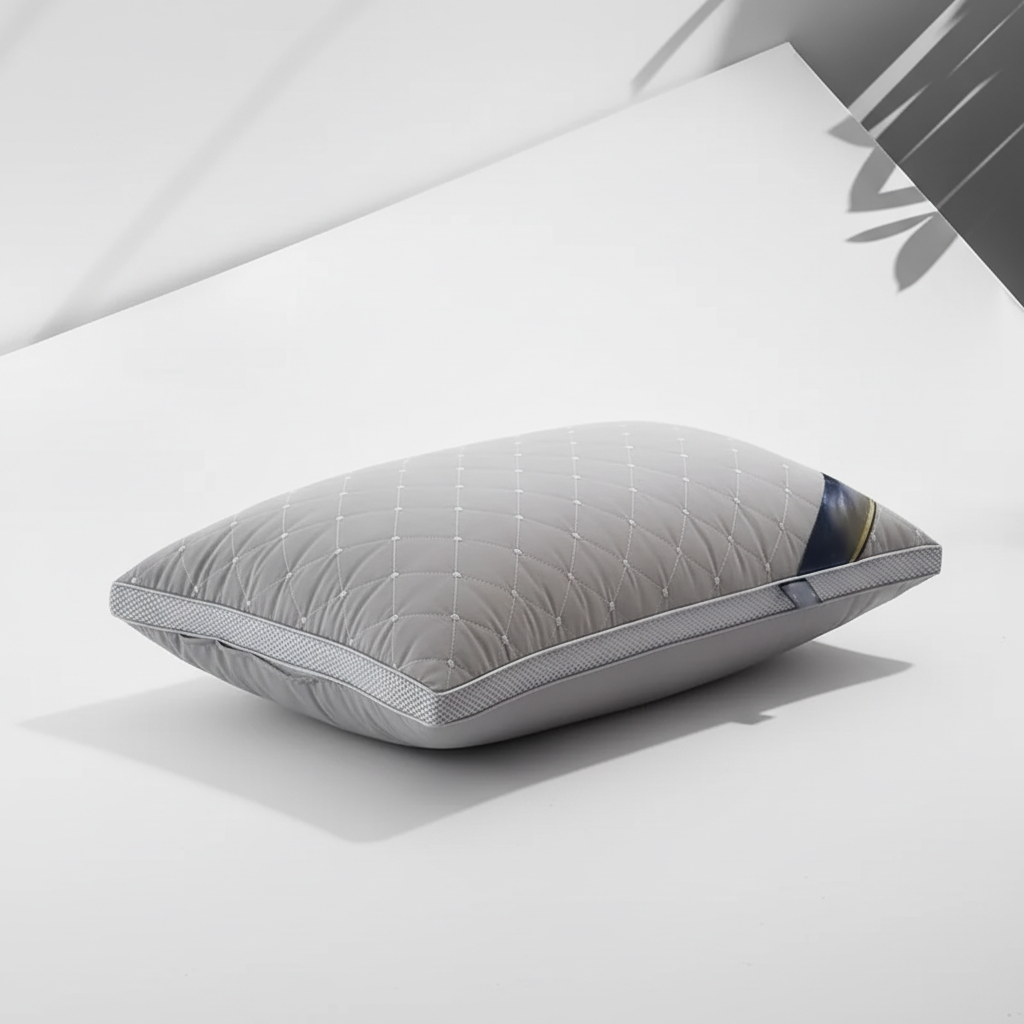 Ergonomisches Nackenstützenkissen mit gestepptem Bezug und Mesh-Paneelen