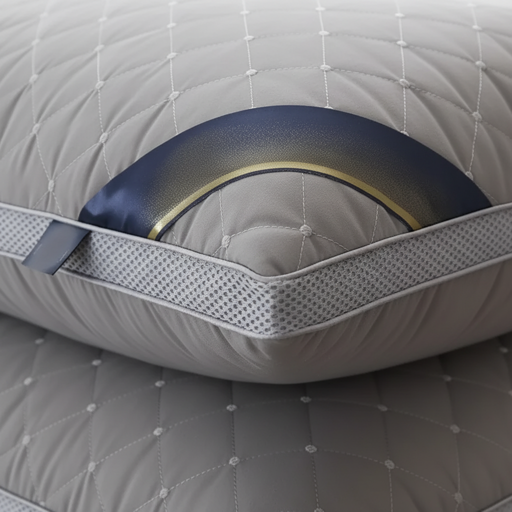 Ergonomisches Nackenstützenkissen mit gestepptem Bezug und Mesh-Paneelen