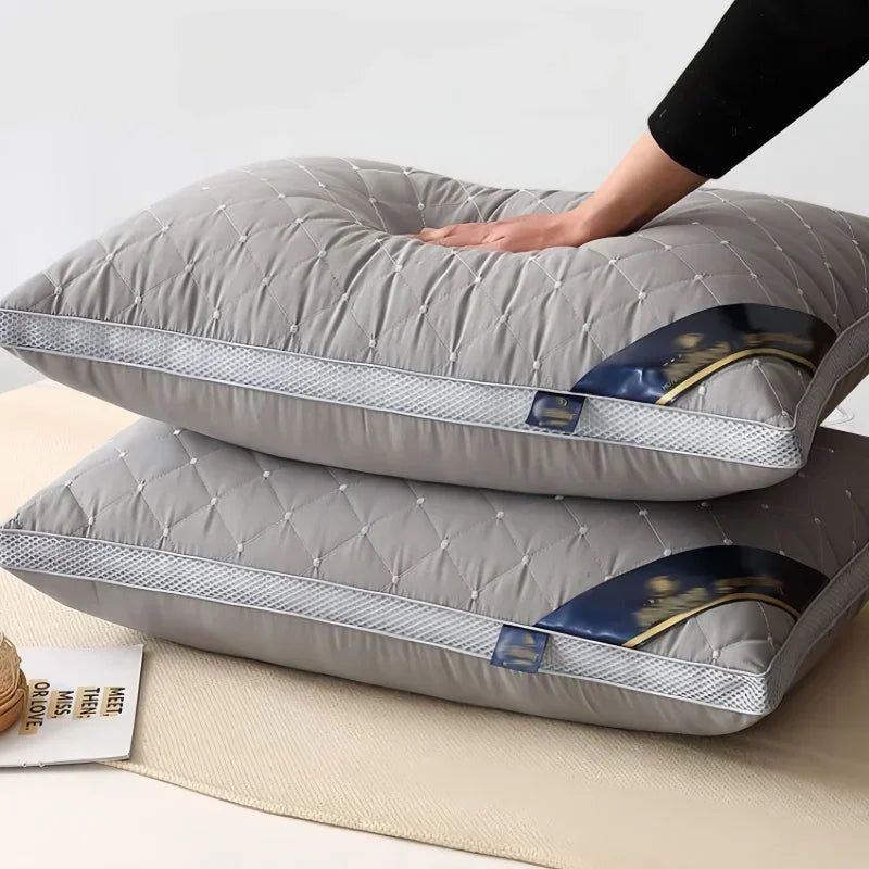 Ergonomisches Nackenstützenkissen mit gestepptem Bezug und Mesh-Paneelen