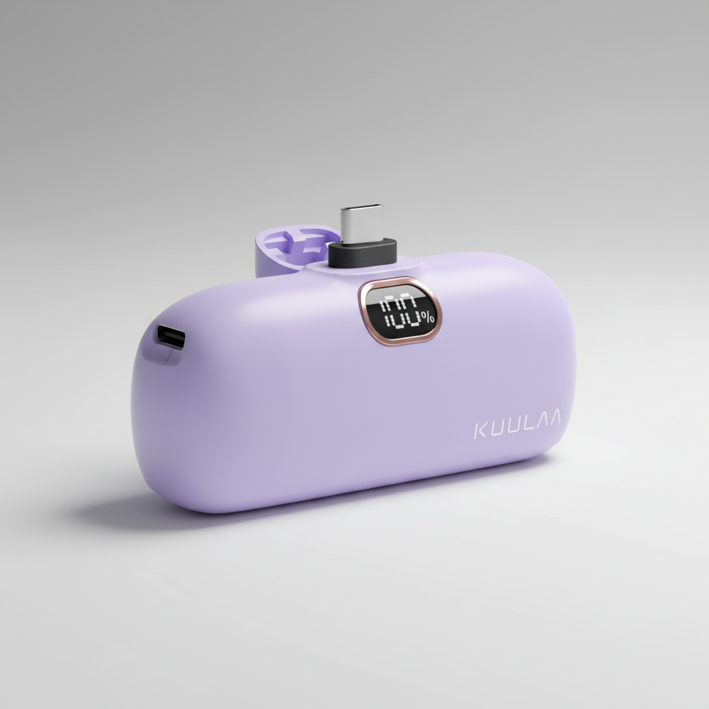 Kompakte Powerbank 5000mAh mit digitaler Akkuanzeige und USB-C