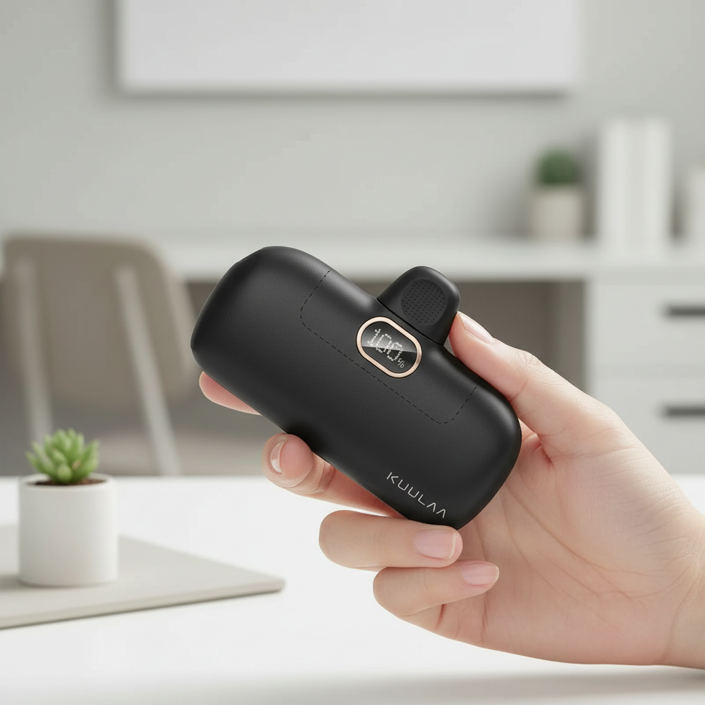 Kompakte Powerbank 5000mAh mit digitaler Akkuanzeige und USB-C