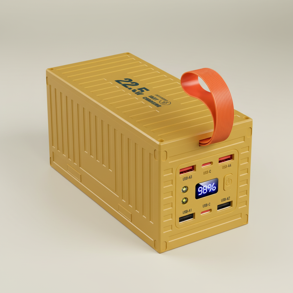 Hochkapazitäts-Powerbank mit Schnellladen und LED-Leuchte