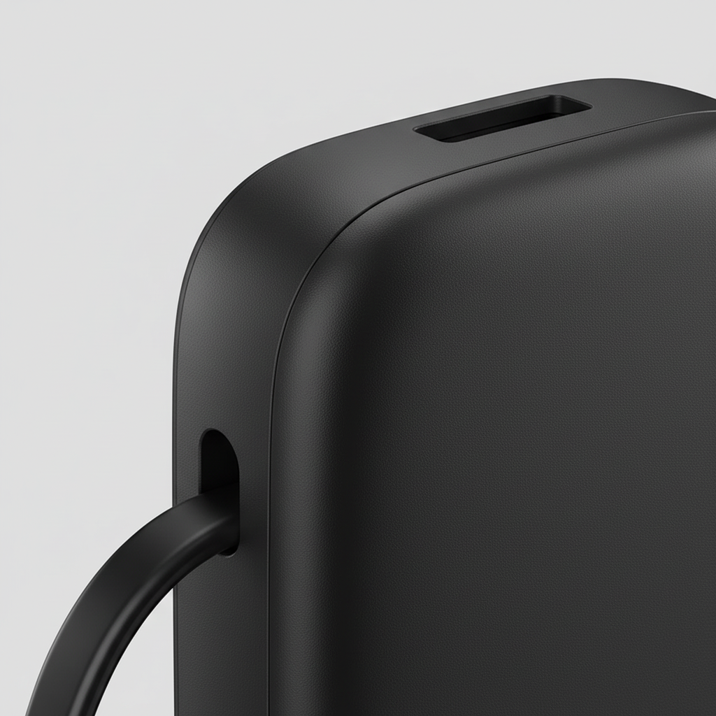Tragbare Powerbank mit integrierten Kabeln und digitalem Display
