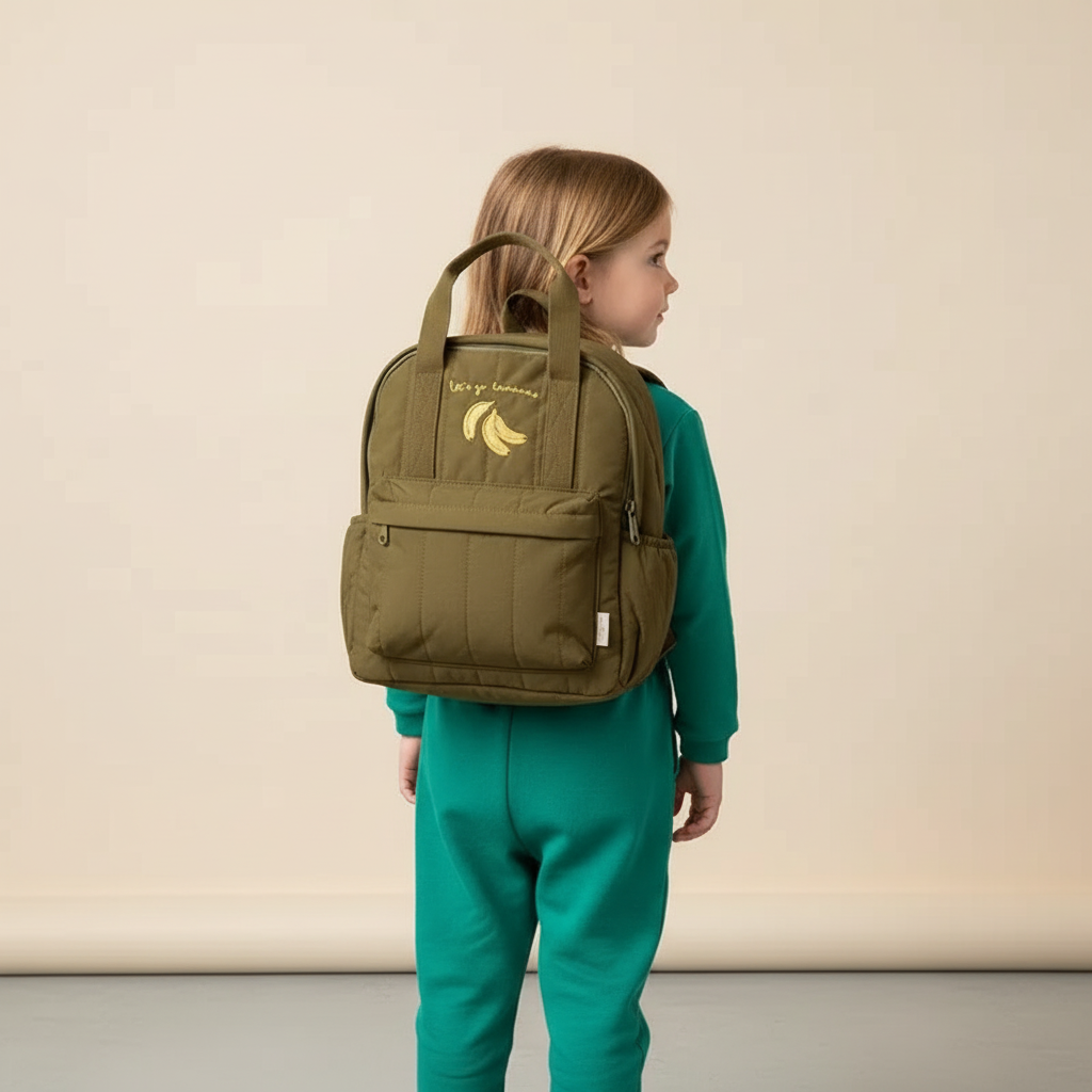 Gesteppter Kinderrucksack Baumwolle mit verstellbaren Schultergurten