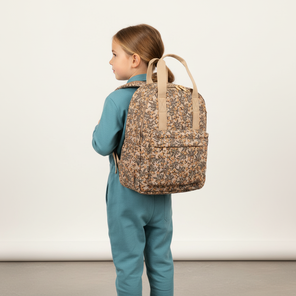 Gesteppter Kinderrucksack Baumwolle mit verstellbaren Schultergurten