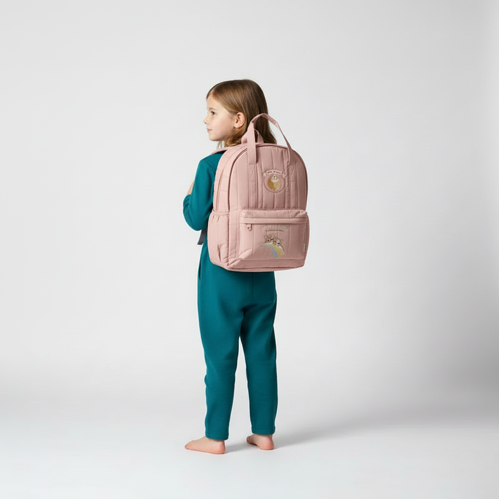 Gesteppter Kinderrucksack Baumwolle mit verstellbaren Schultergurten