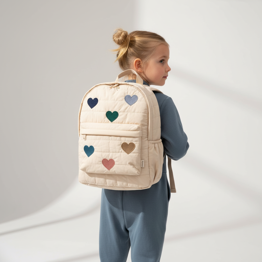 Gesteppter Kinderrucksack Baumwolle mit verstellbaren Schultergurten