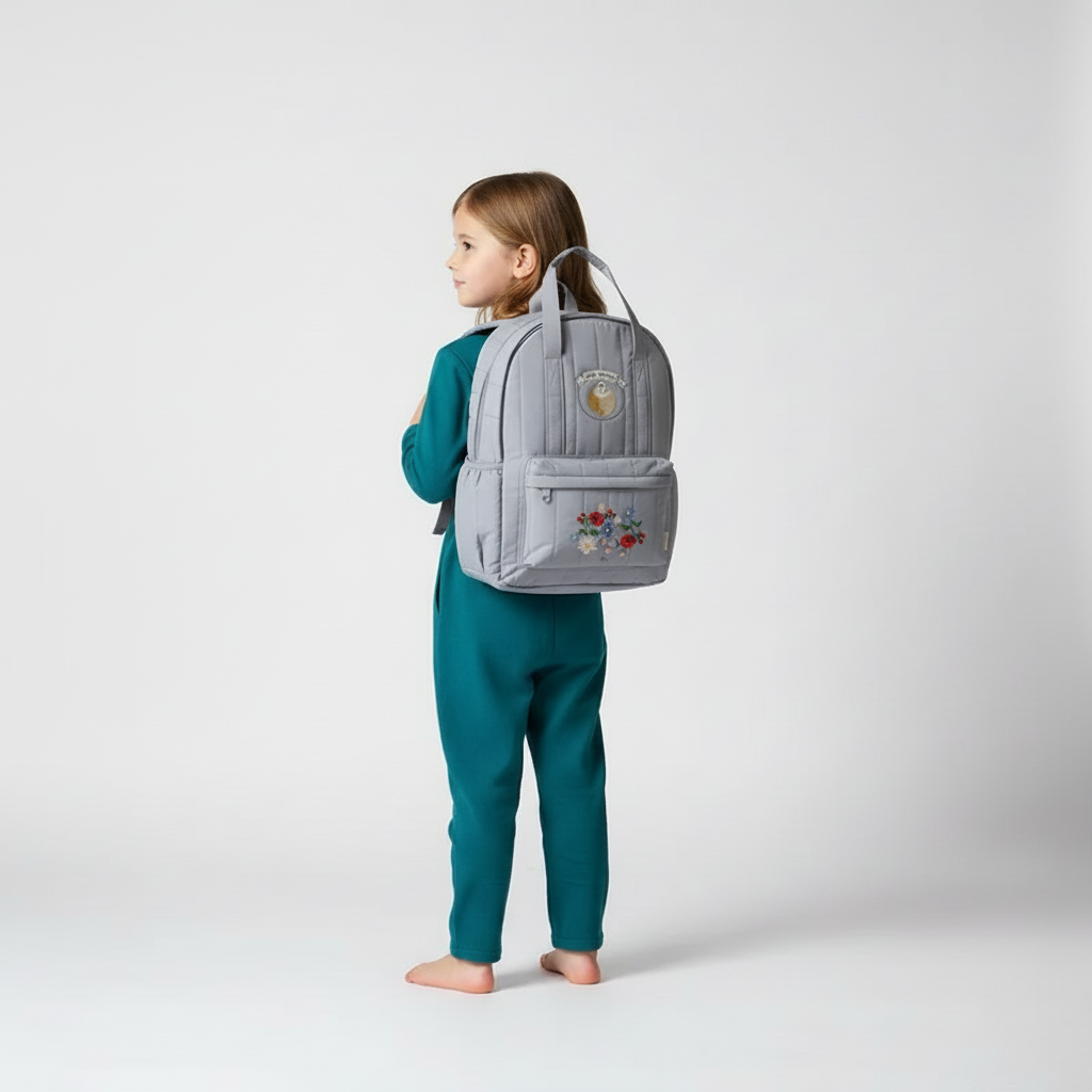 Gesteppter Kinderrucksack Baumwolle mit verstellbaren Schultergurten
