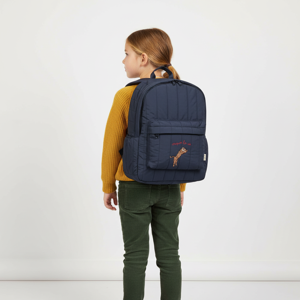Gesteppter Kinderrucksack Baumwolle mit verstellbaren Schultergurten