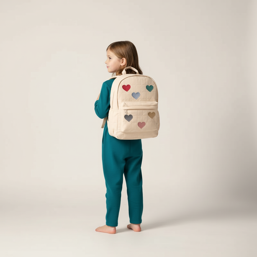 Gesteppter Kinderrucksack Baumwolle mit verstellbaren Schultergurten