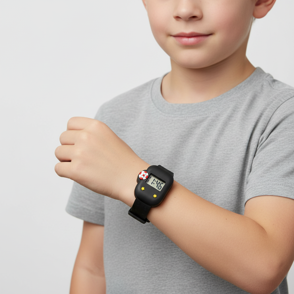 Kinder Digitaluhr Fußball Set mit Silikonarmband