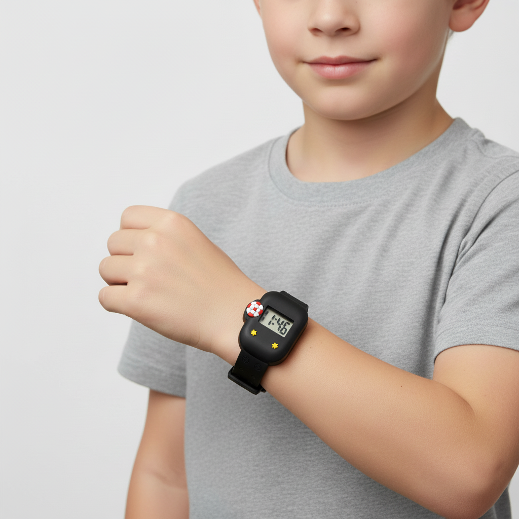 Kinder Digitaluhr Fußball Set mit Silikonarmband