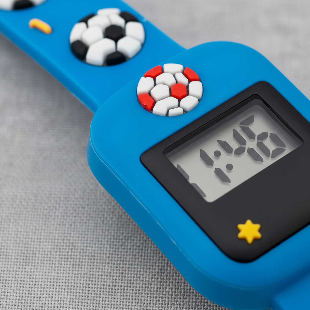 Kinder Digitaluhr Fußball Set mit Silikonarmband