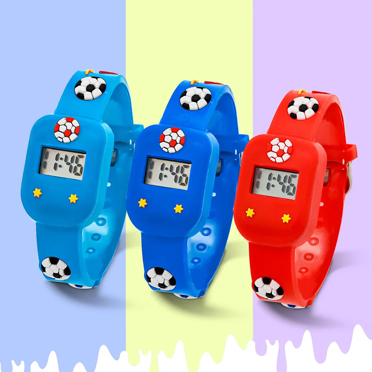 Kinder Digitaluhr Fußball Set mit Silikonarmband