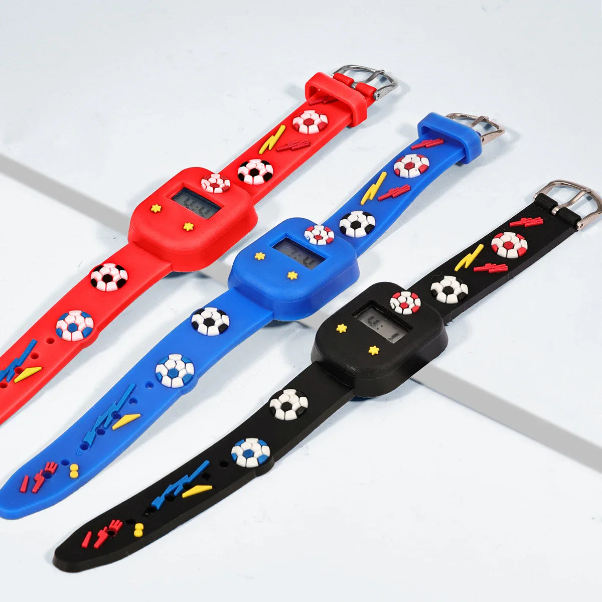 Kinder Digitaluhr Fußball Set mit Silikonarmband
