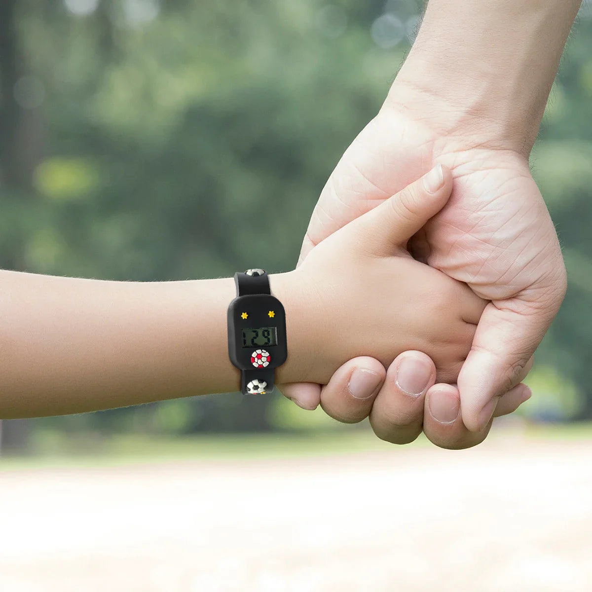 Kinder Digitaluhr Fußball Set mit Silikonarmband