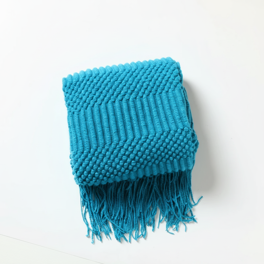 Chunky-Knit-Decke mit Quastenkanten für Sofa und Bett