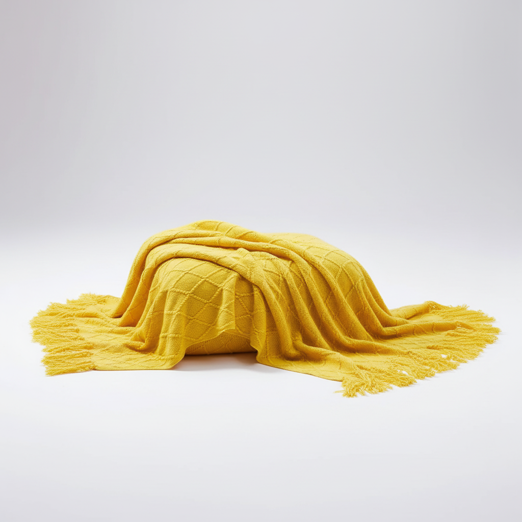 Chunky-Knit-Decke mit Quastenkanten für Sofa und Bett