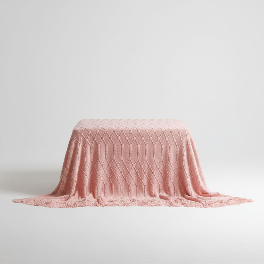 Chunky-Knit-Decke mit Quastenkanten für Sofa und Bett