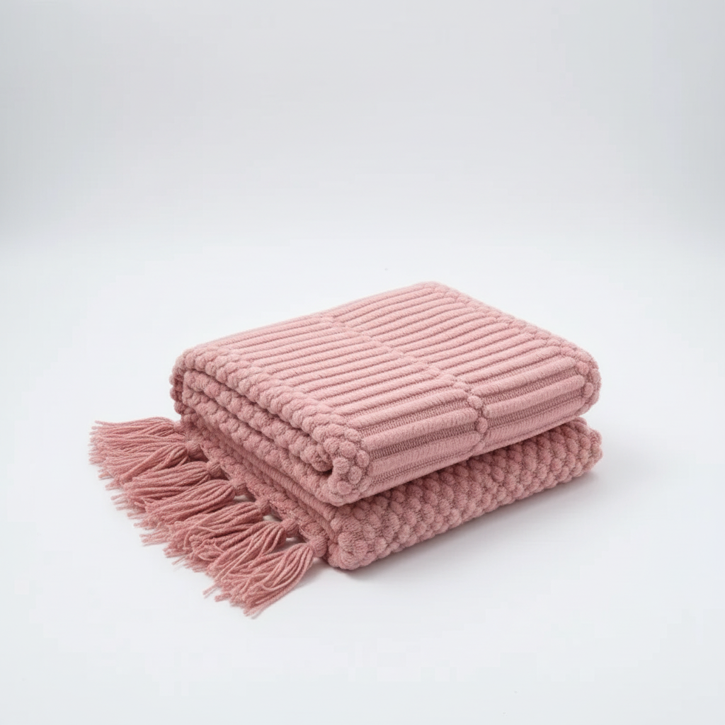 Chunky-Knit-Decke mit Quastenkanten für Sofa und Bett
