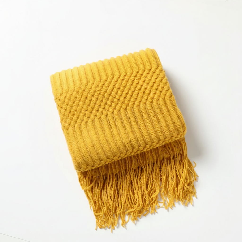 Chunky-Knit-Decke mit Quastenkanten für Sofa und Bett
